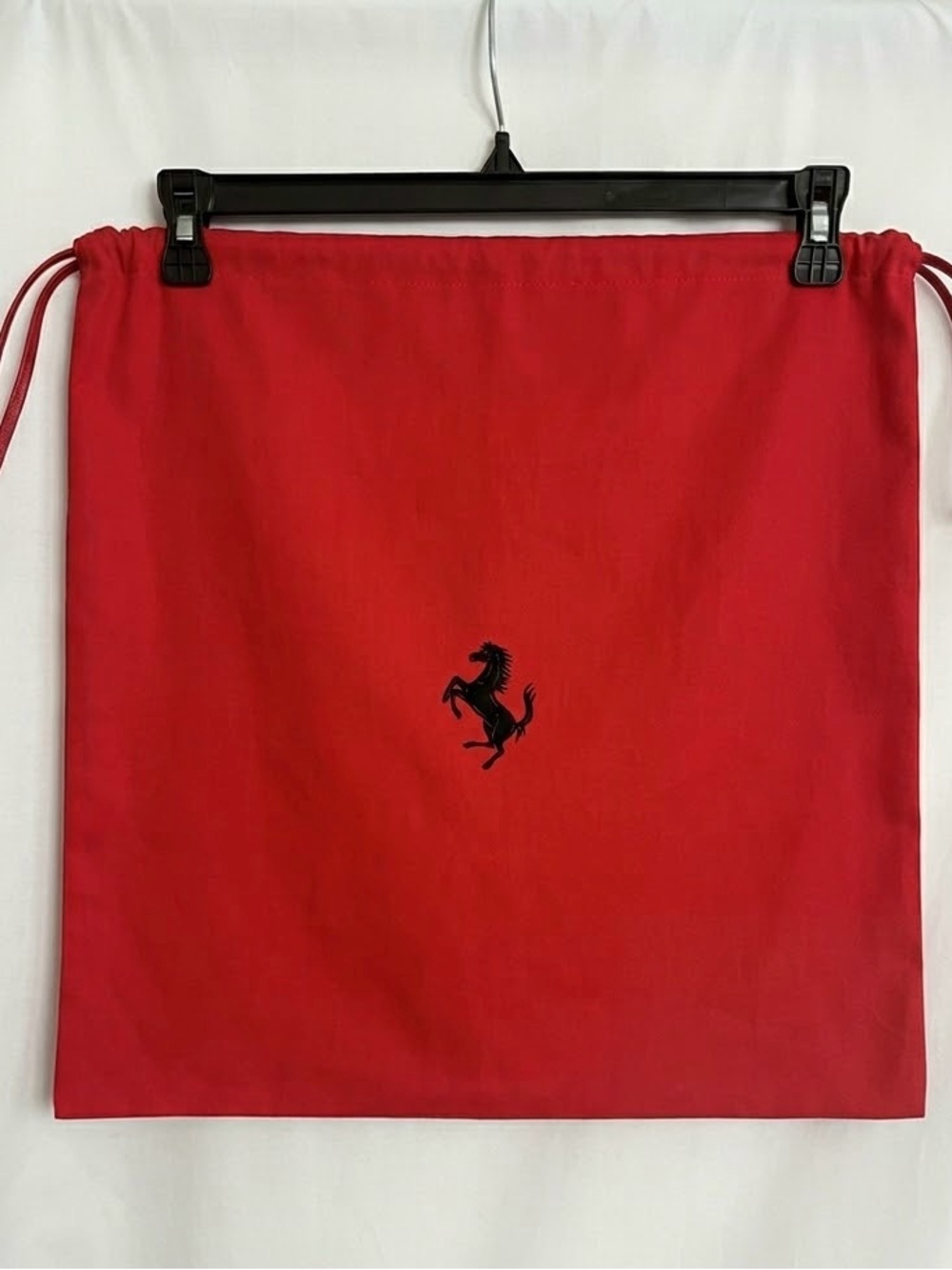 Ferrari Red Drawstring Dust Bag with Black Prancing Horse